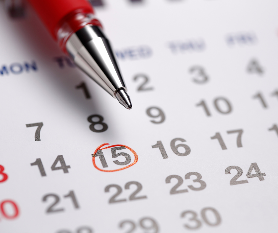 Up close photo of a calendar