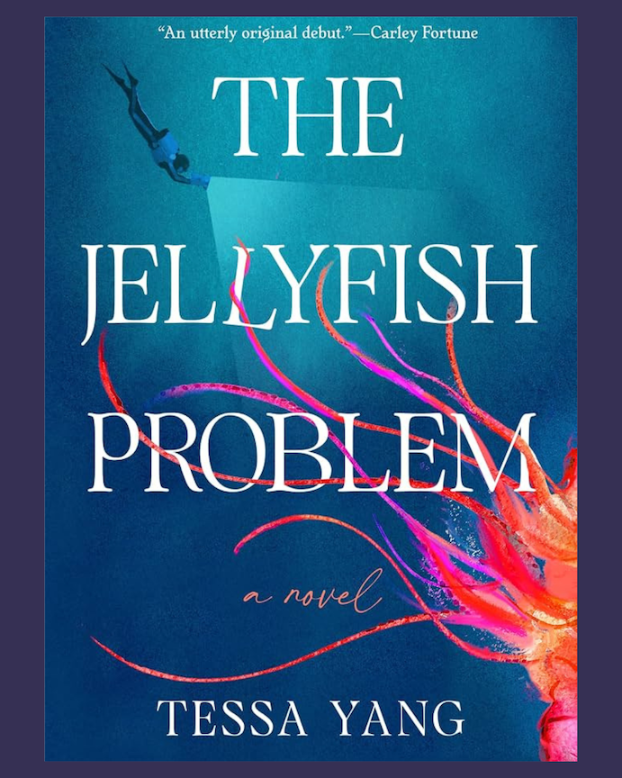 Book cover for The Jellyfish Problem featuring a jellyfish and a diver underwater.