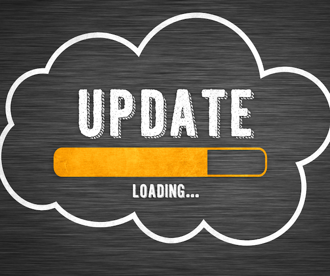 Update loading bar inside a cloud icon on a dark background.